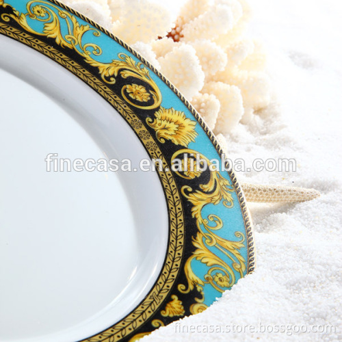 10.5 Inches Luxury Fine Hyper White Porcelain Ceramic Embossing Plate of Sea Goddness